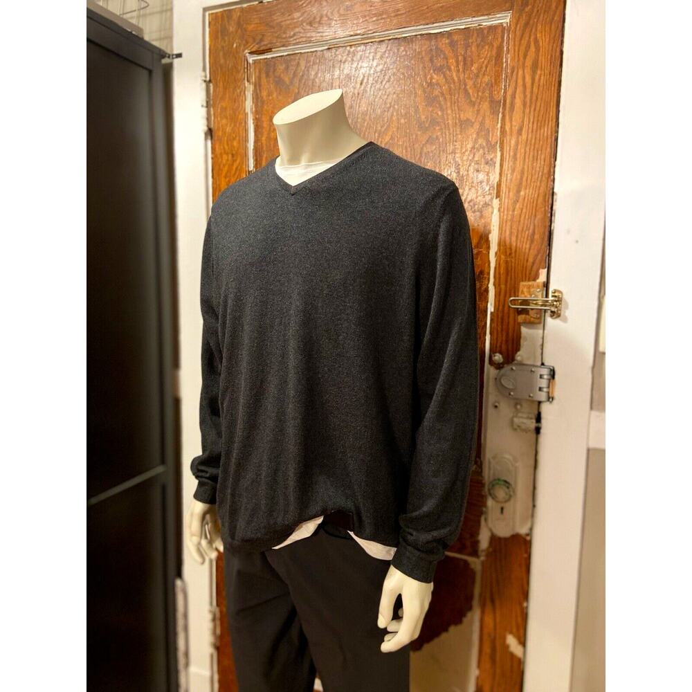 TOMMY BAHAMA Grey Cotton/Cashmere V-Neck Sweater Mens sz L